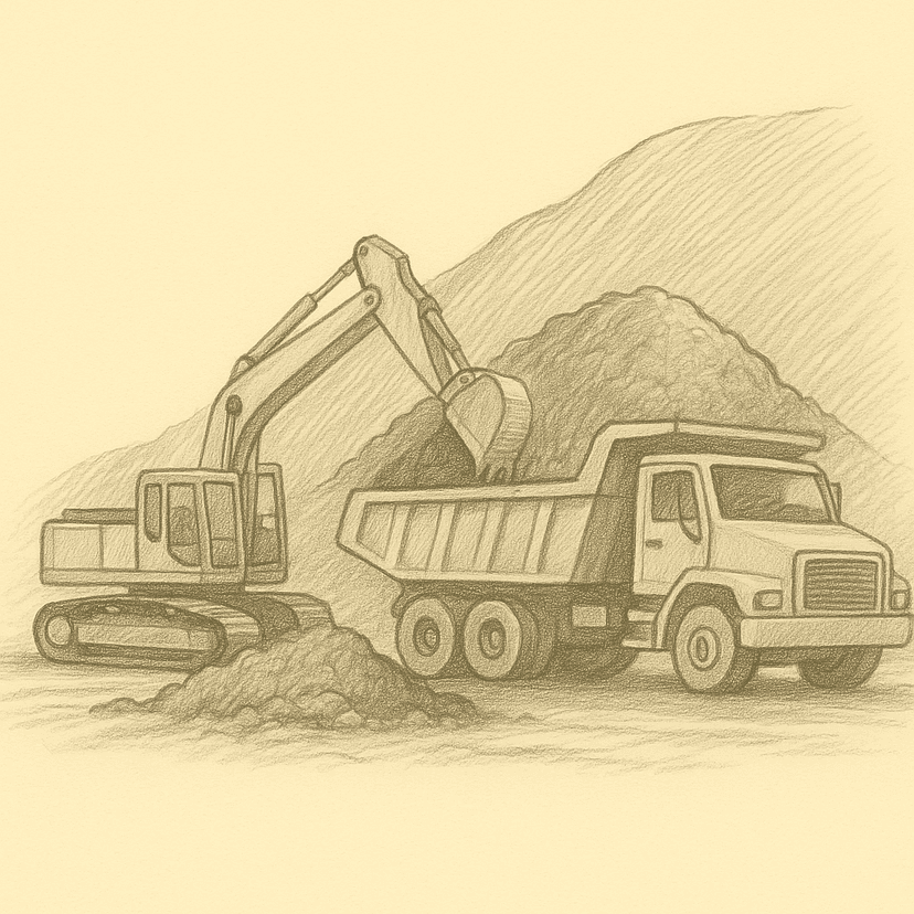 Bulldozer pushing rocks on a construction or mining site, illustrating heavy equipment in earthmoving operations